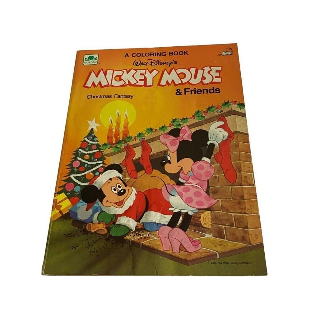 Vintage Mickey Mouse Christmas Fantasy Coloring Book Golden Holiday '87